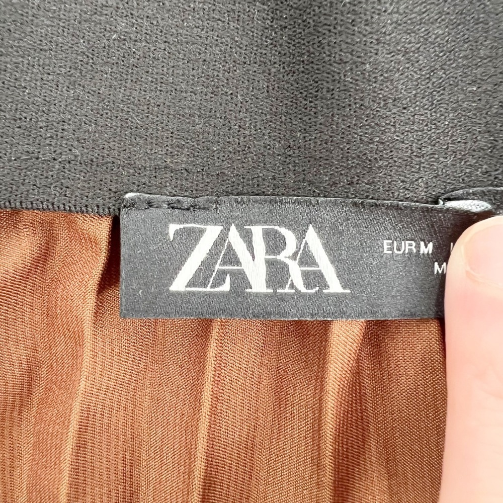 Zara Bronze Pleated Maxi Skirt Metallic Copper Accordion Long Skirt Womens M - Picture 4 of 5